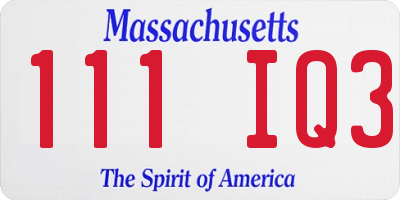 MA license plate 111IQ3