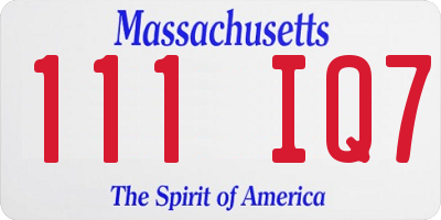 MA license plate 111IQ7