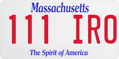 MA license plate 111IR0