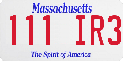 MA license plate 111IR3