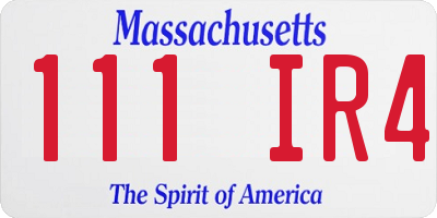 MA license plate 111IR4