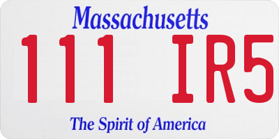 MA license plate 111IR5