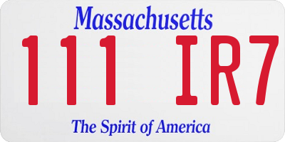 MA license plate 111IR7