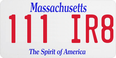 MA license plate 111IR8