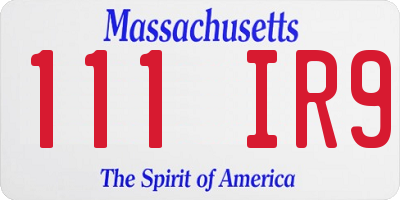 MA license plate 111IR9