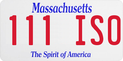 MA license plate 111IS0
