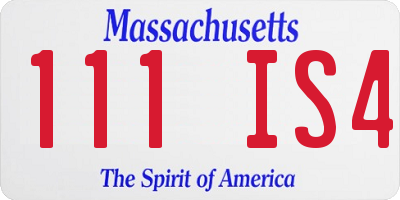 MA license plate 111IS4