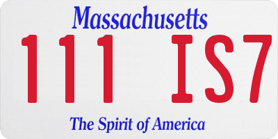 MA license plate 111IS7