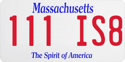 MA license plate 111IS8