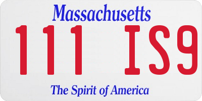 MA license plate 111IS9