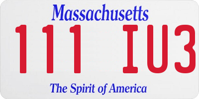 MA license plate 111IU3