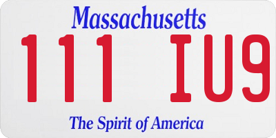 MA license plate 111IU9