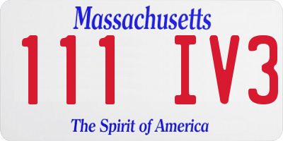 MA license plate 111IV3