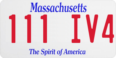 MA license plate 111IV4