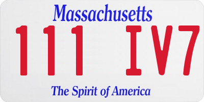 MA license plate 111IV7