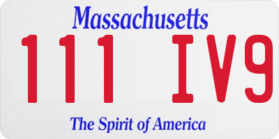 MA license plate 111IV9