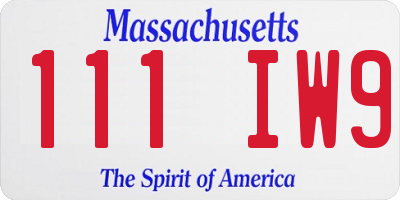 MA license plate 111IW9