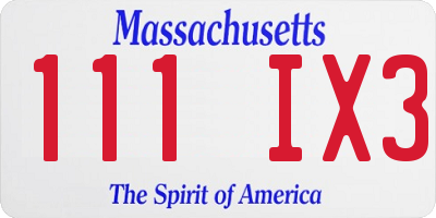 MA license plate 111IX3