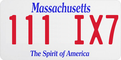 MA license plate 111IX7