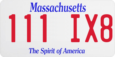 MA license plate 111IX8