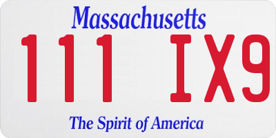 MA license plate 111IX9