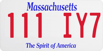 MA license plate 111IY7