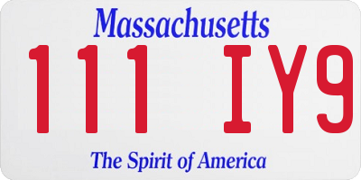 MA license plate 111IY9