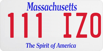 MA license plate 111IZ0