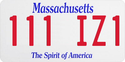 MA license plate 111IZ1