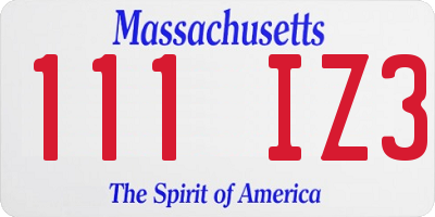 MA license plate 111IZ3