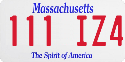 MA license plate 111IZ4