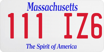 MA license plate 111IZ6