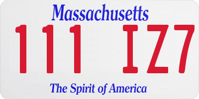 MA license plate 111IZ7