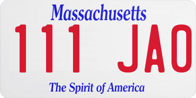 MA license plate 111JA0