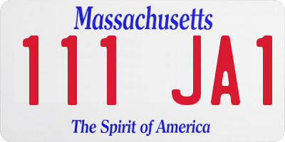 MA license plate 111JA1