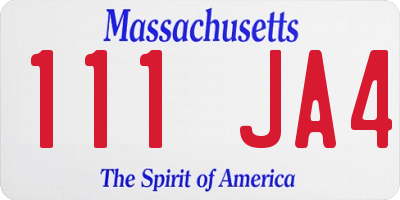 MA license plate 111JA4