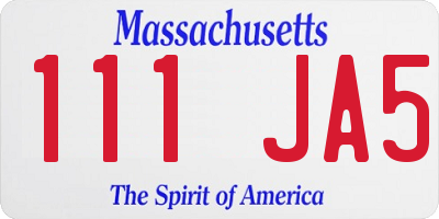 MA license plate 111JA5