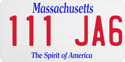 MA license plate 111JA6