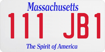 MA license plate 111JB1