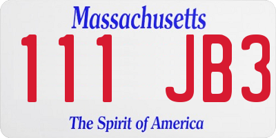MA license plate 111JB3