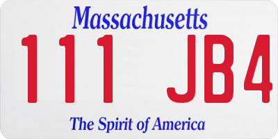 MA license plate 111JB4