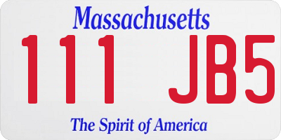 MA license plate 111JB5