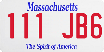 MA license plate 111JB6