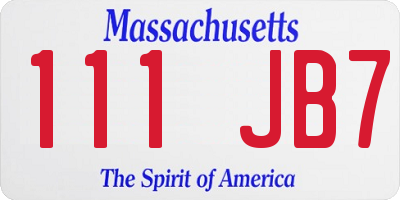 MA license plate 111JB7