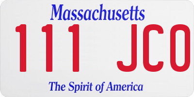 MA license plate 111JC0