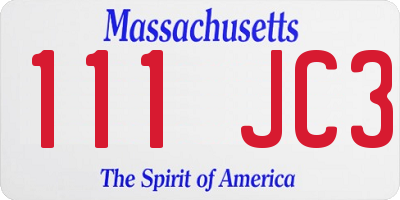 MA license plate 111JC3
