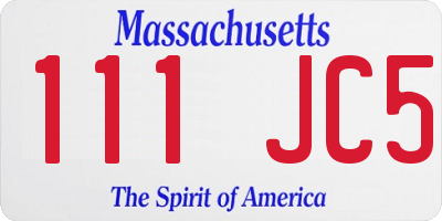 MA license plate 111JC5