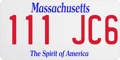 MA license plate 111JC6