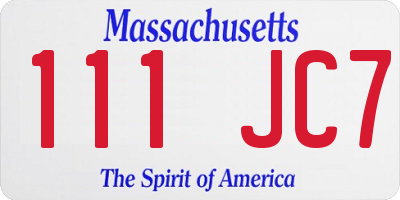 MA license plate 111JC7