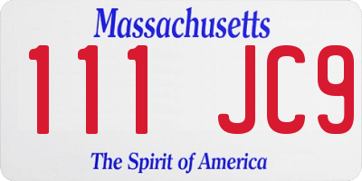 MA license plate 111JC9